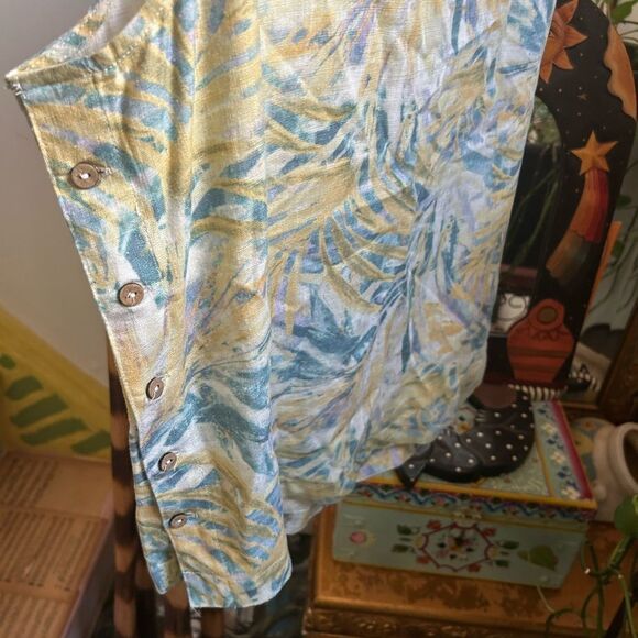 CHARLIE B Blue and Yellow Tropical Tank Top XL - Picture 8 of 16